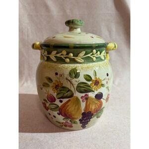 Certified International La Toscana Gladding Ceramic Fruit Floral Canister w Lid
